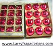 2 Vintage boxes ruby red Holly Glass Ornaments. 